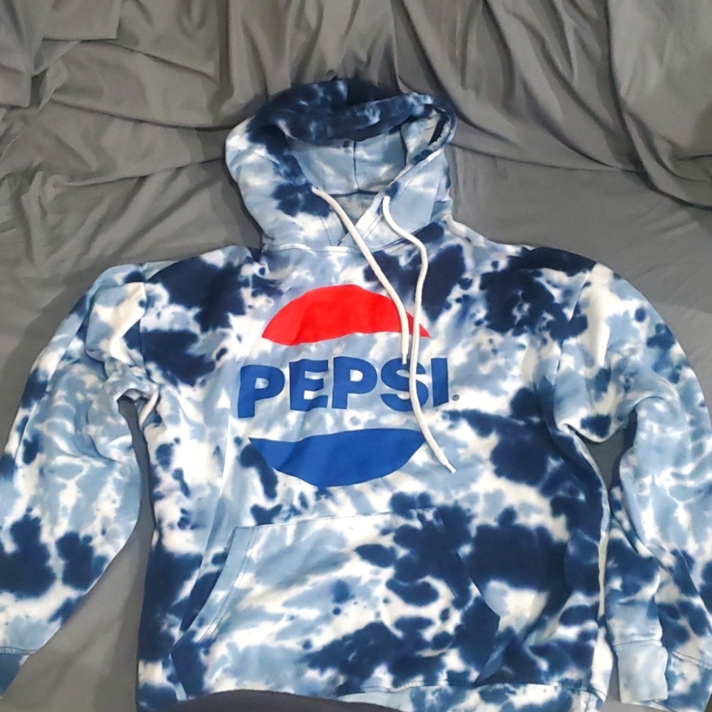 Pepsi Hoodie Size Large Tie Dye Blue